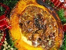 Рецепта Пълнена коледна тиква със свинско и телешко на фурна (тип кавърма)